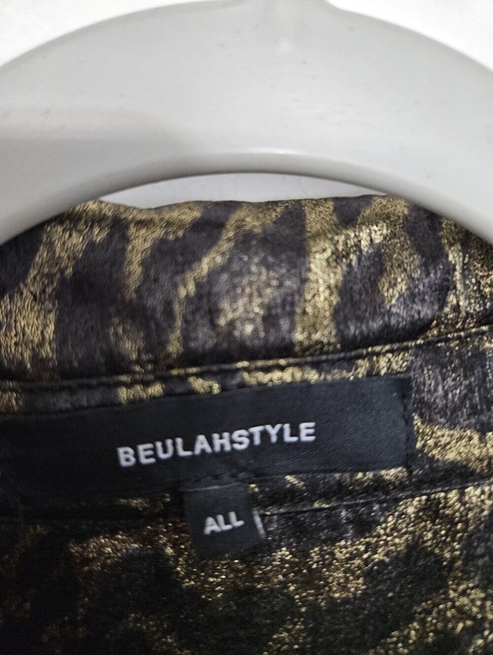 Beulah Metallic Gold and Black Leopard Shirt Dress - Picture 2 of 6